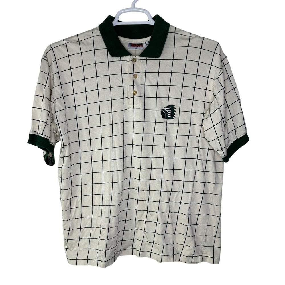 VTG University North Dakota Fighting Sioux Polo Shirt Mens Medium Geometric Logo